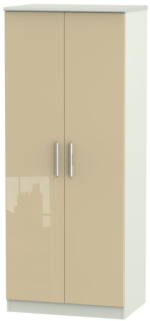 Knightsbridge Mushroom and Cashmere Matt 2 Door Plain Wardrobe