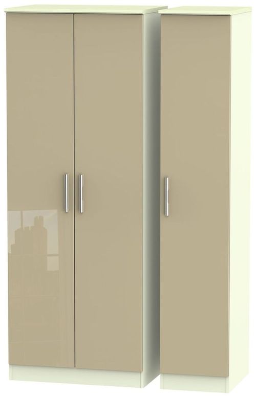 Knightsbridge Mushroom and Cream 3 Door Tall Triple Wardrobe