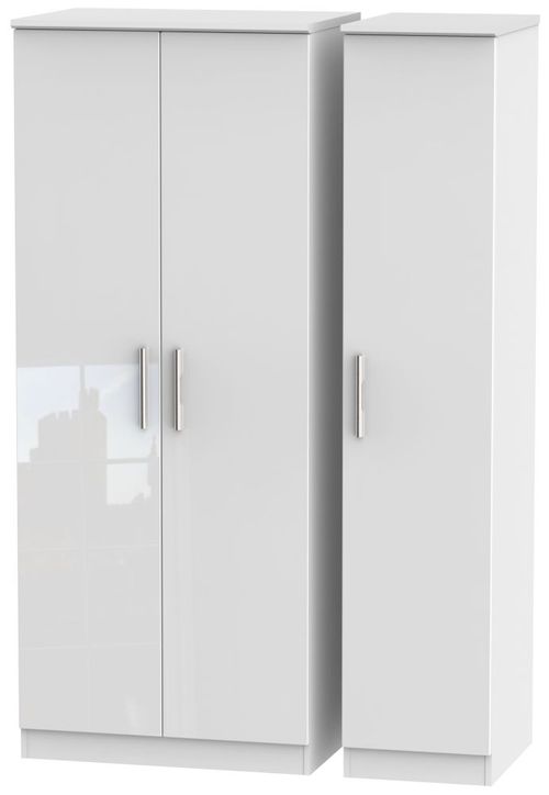 Knightsbridge White Gloss 3 Door Triple Wardrobe