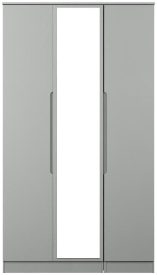 Milan Grey 3 Door Tall Triple Wardrobe - 1 Mirror