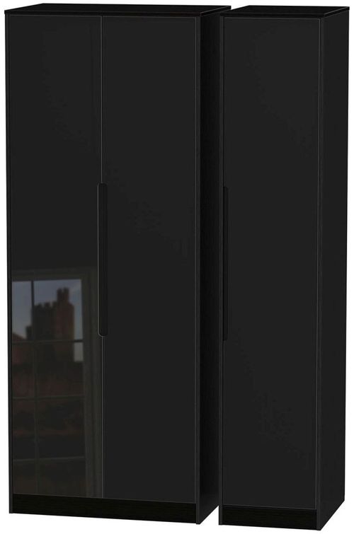 Monaco Black Gloss 3 Door Tall Triple Wardrobe