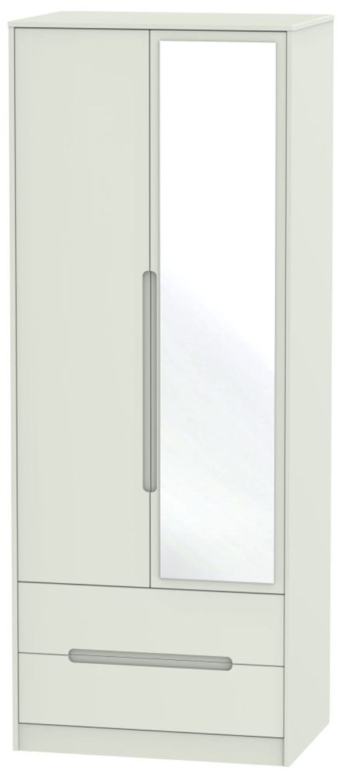 Monaco Cashmere 2 Door Tall Combi Wardrobe - 1 Mirror