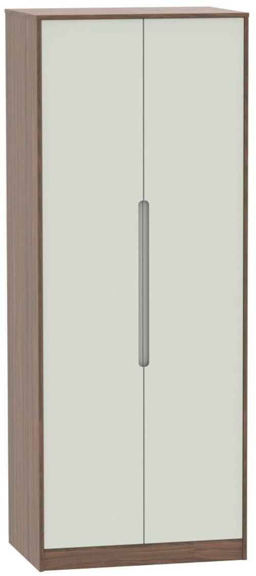 Monaco Cashmere and Carini Walnut 2 Door Plain Tall Wardrobe