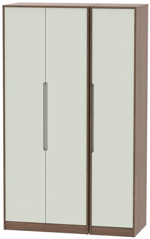 Monaco Cashmere and Carini Walnut 3 Door Tall Triple Wardrobe