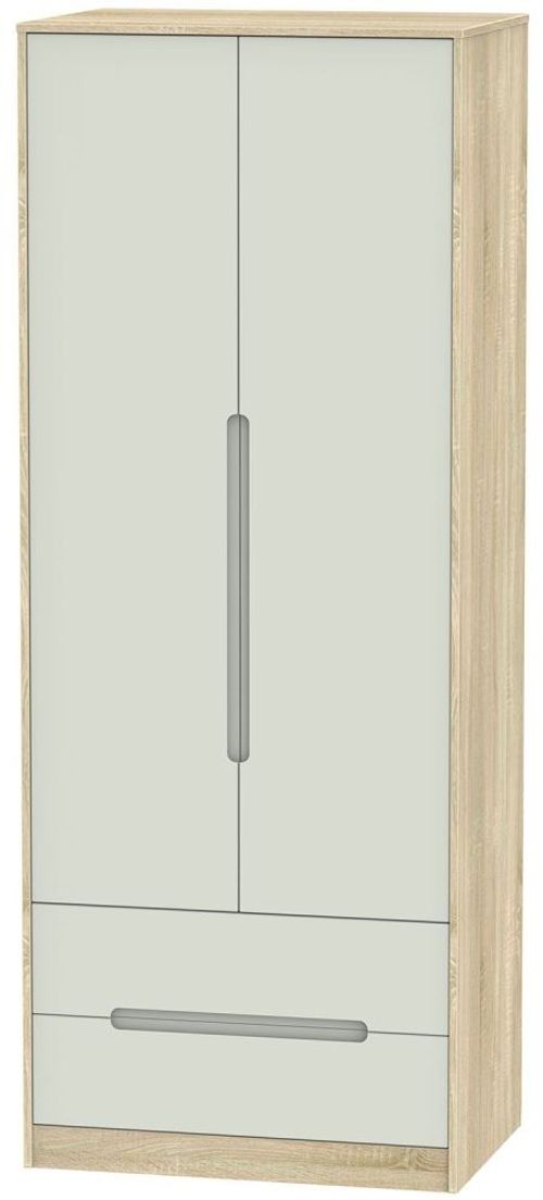 Monaco Cashmere and Oak Effect 2 Door 2 Drawer Tall Wardrobe