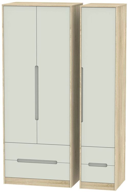 Monaco Cashmere and Oak Effect 3 Door Tall Triple Wardrobe - 4 Drawers