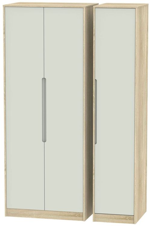 Monaco Cashmere and Oak Effect 3 Door Tall Triple Wardrobe