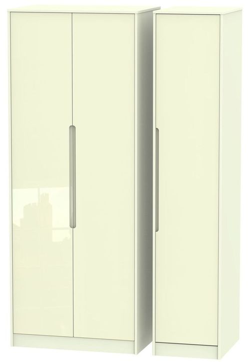 Monaco Cream Gloss 3 Door Tall Triple Wardrobe
