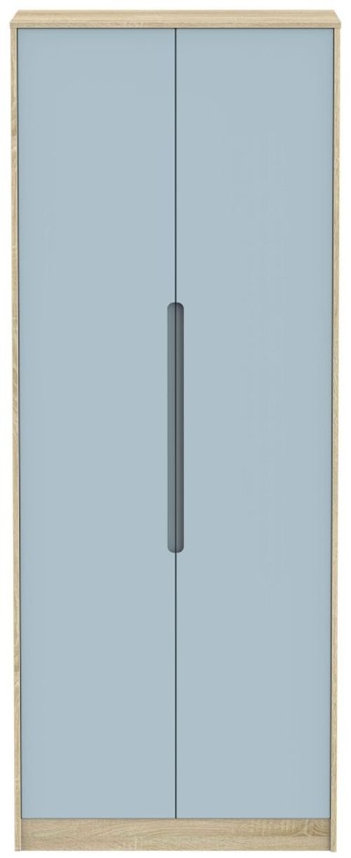 Monaco Denim and Oak Effect 2 Door Plain Tall Wardrobe