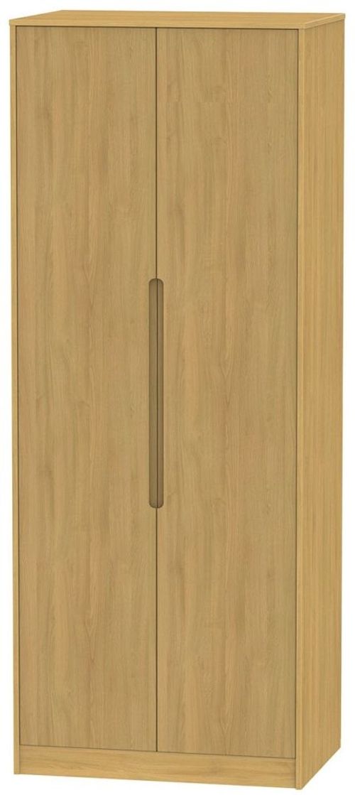Monaco Modern Oak 2 Door Plain Tall Wardrobe