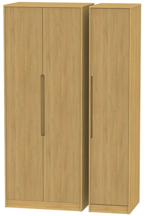 Monaco Modern Oak 3 Door Tall Triple Wardrobe