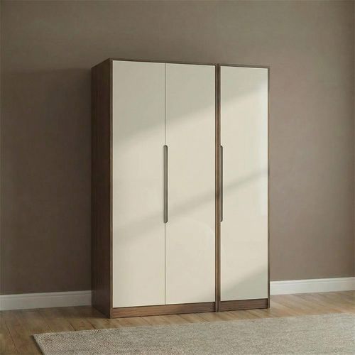 Monaco Wardrobe - 3 Door - Tall - Triple - Cashmere and Carini Walnut