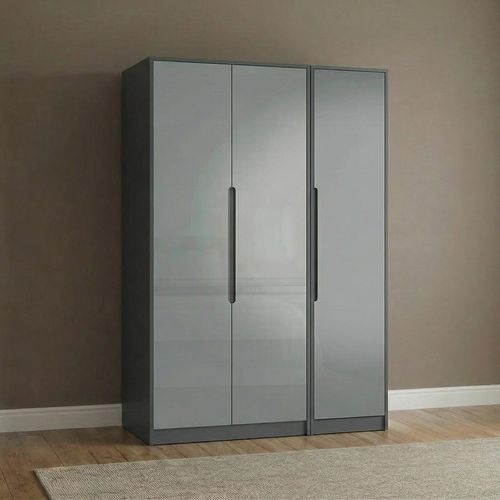Monaco Wardrobe - 3 Door - Tall - Triple - Grey Gloss and Graphite