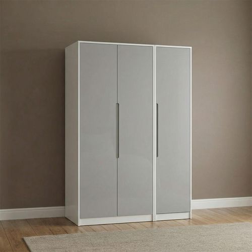Monaco Wardrobe - 3 Door - Tall - Triple - Grey and White