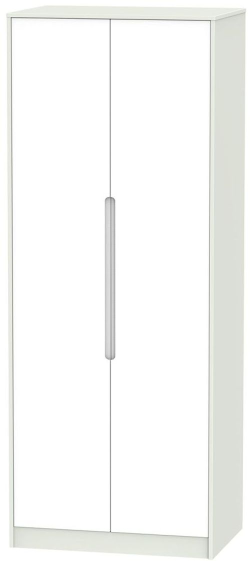 Monaco White and Cashmere 2 Door Plain Tall Wardrobe