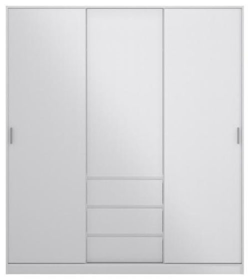 Naia White Gloss 3 Door 3 Drawer Wardrobe
