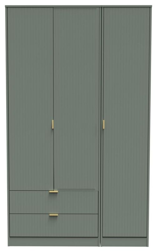 Nashville Green 3 Door Tall Triple Wardrobe - LHF 2 Drawers