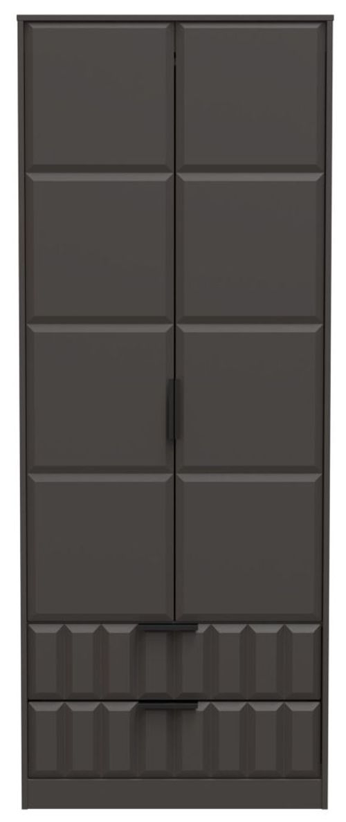 New York Graphite 2 Door 2 Drawer Tall Wardrobe