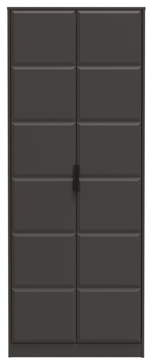 New York Graphite 2 Door Plain Tall Wardrobe