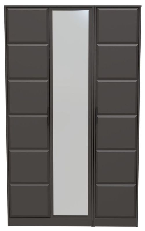 New York Graphite 3 Door Tall Triple Wardrobe - 1 Mirror