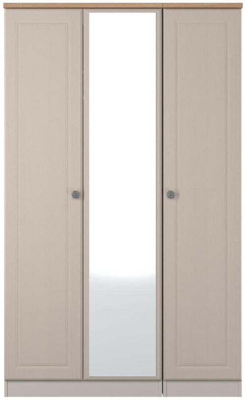 Norfolk Cashmere and Oak Effect 3 Door Triple Wardrobe - 1 Mirror