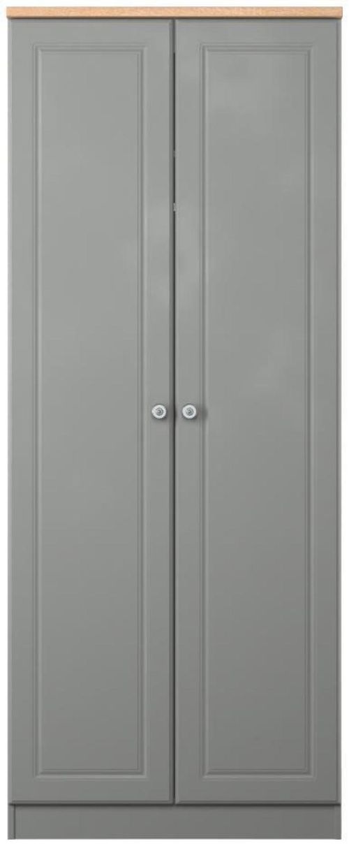 Norfolk Grey and Oak Effect 2 Door Plain Wardrobe
