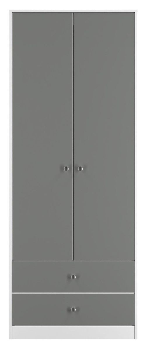 Padstow Grey and White 2 Door 2 Drawer Tall Wardrobe