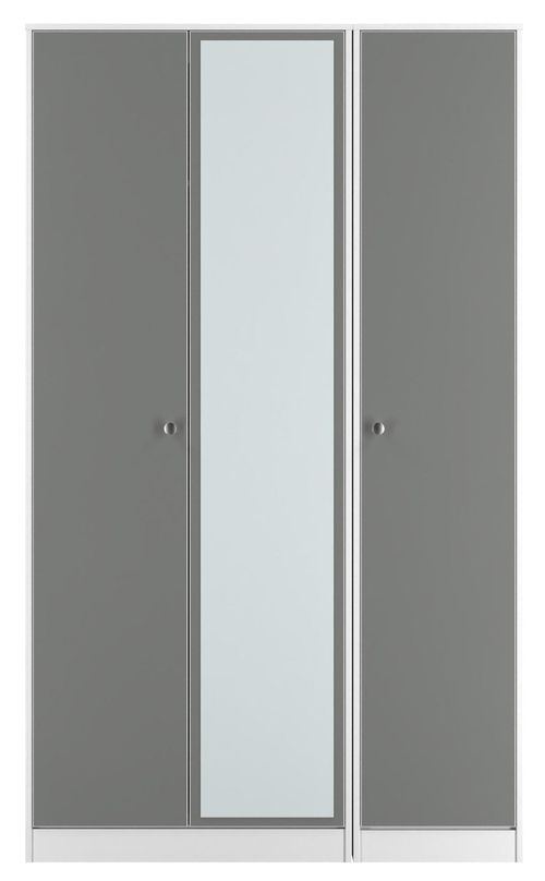 Padstow Grey and White 3 Door Tall Triple Wardrobe - 1 Mirror