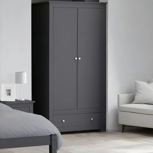 Radley Double Wardrobe - 2 Door - 1 Drawer - Dark Grey