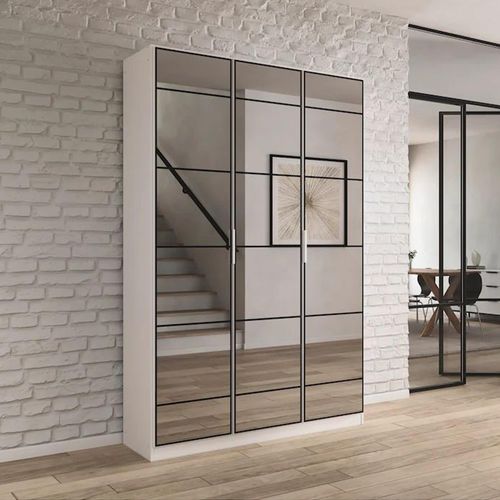 Rauch Acero 136cm 3 Door Mirrored Wardrobe - Alpine White
