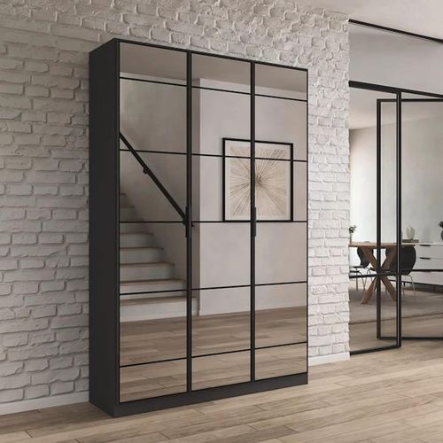 Rauch Acero 136cm 3 Door Mirrored Wardrobe - Metallic Grey