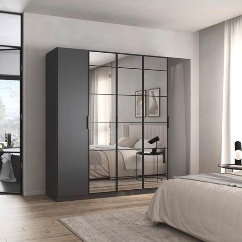 Rauch Acero 226cm 5 Door Mirror Wardrobe - Metallic Grey