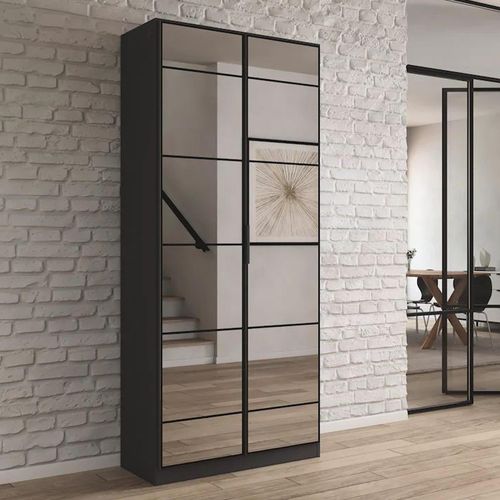Rauch Acero 91cm 2 Door Mirrored Wardrobe - Metallic Grey