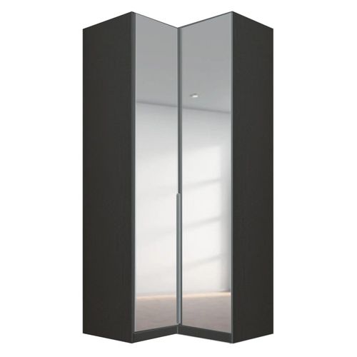 Rauch Alabama 100cm 2 Door Corner Mirrored Wardrobe - Metallic Dark Grey