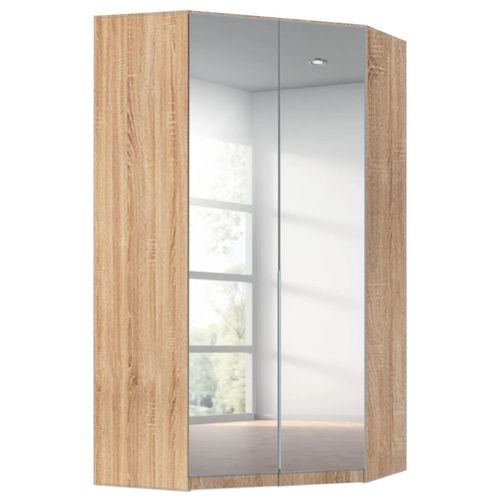 Rauch Alabama 117cm 2 Door Corner Mirrored Wardrobe - Sonoma Oak
