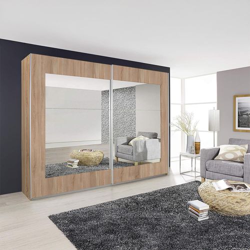 Rauch Alegro 226cm 2 Door Sliding Wardrobe with Mirror - Sonoma Oak