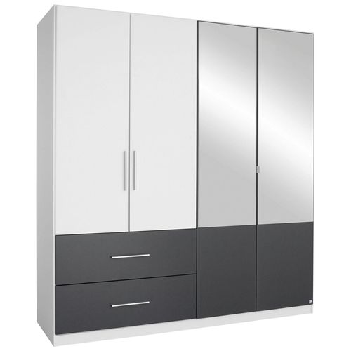 Rauch Alvor 181cm 4 Door Combi Wardrobe - Alpine White and Metallic Dark Grey