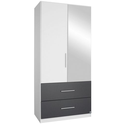 Rauch Alvor 91cm 2 Door Combi Wardrobe - Alpine White and Metallic Dark Grey