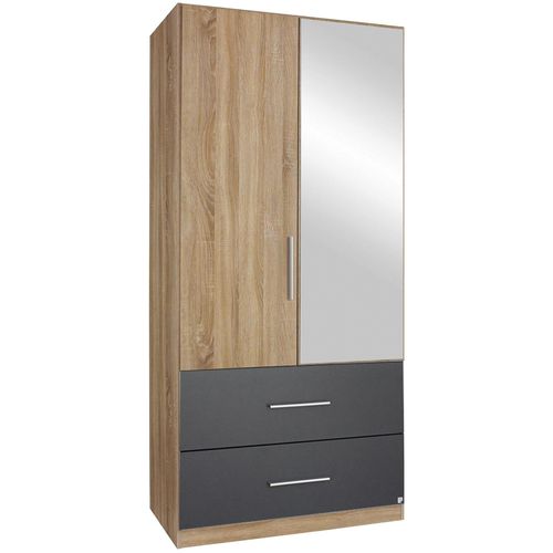 Rauch Alvor 91cm 2 Door Combi Wardrobe - Sonoma Oak and Metallic Dark Grey