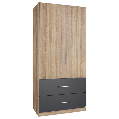 Rauch Alvor 91cm 2 Door Wardrobe - Sonoma Oak and Metallic Dark Grey