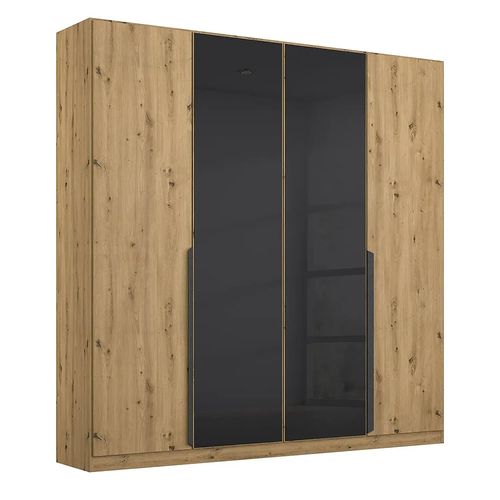 Rauch Artemis 181cm 4 Door Wardrobe - Artisan Oak and Basalt Glass