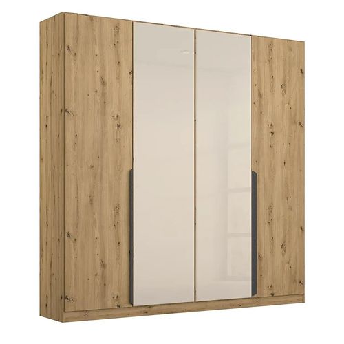 Rauch Artemis 181cm 4 Door Wardrobe - Artisan Oak and Champagne Glass