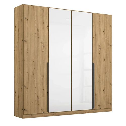 Rauch Artemis 181cm 4 Door Wardrobe - Artisan Oak and White Glass