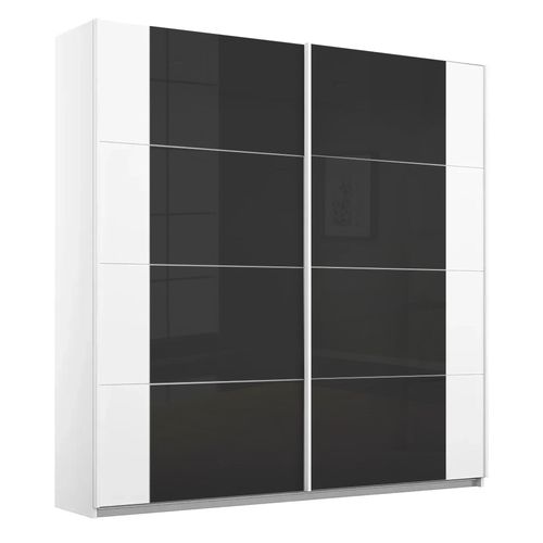 Rauch Artemis 226cm 2 Door Sliding Wardrobe - Alpine White and Basalt Glass