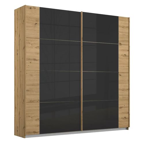 Rauch Artemis 226cm 2 Door Sliding Wardrobe - Artisan Oak and Basalt Glass