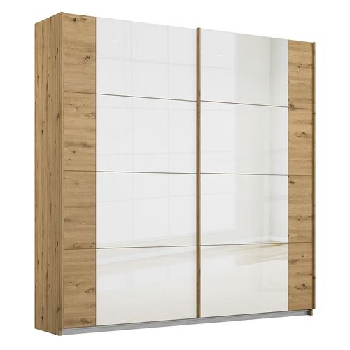 Rauch Artemis 226cm 2 Door Sliding Wardrobe - Artisan Oak and White Glass