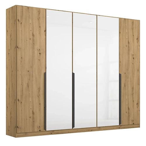 Rauch Artemis 226cm 5 Door Wardrobe - Artisan Oak and White Glass
