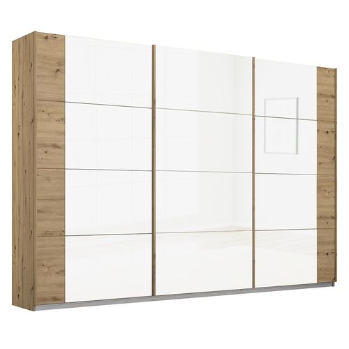 Rauch Artemis 271cm 3 Door Sliding Wardrobe - Artisan Oak and White Glass