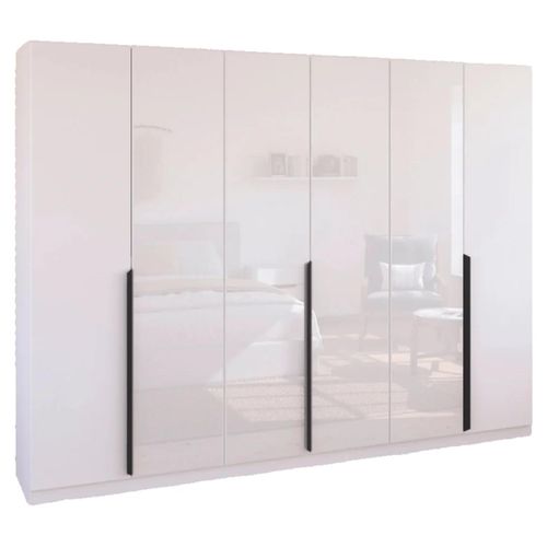 Rauch Artemis 271cm 6 Door Wardrobe - Alpine White and White Glass
