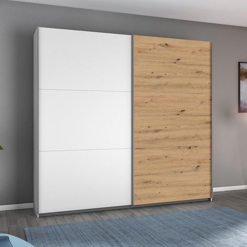 Rauch Aurelio 218cm Alpine White and Artisan Oak 2 Door Sliding Wardrobe